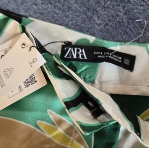 Zara Green and Brown Abstract Multicolor Pants